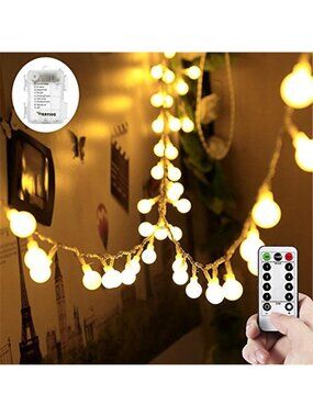 LED Globe String Lights Battery Operated Warm White Fairy Indoor Outdoor 33ft